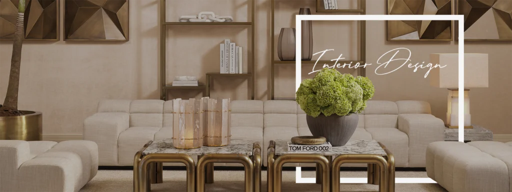 Styling met vazen, boeken en messing accenten op een bijzettafel