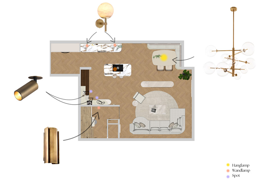 Lichtplan met armaturen en lichtgroepen voor het project Hijab Hills